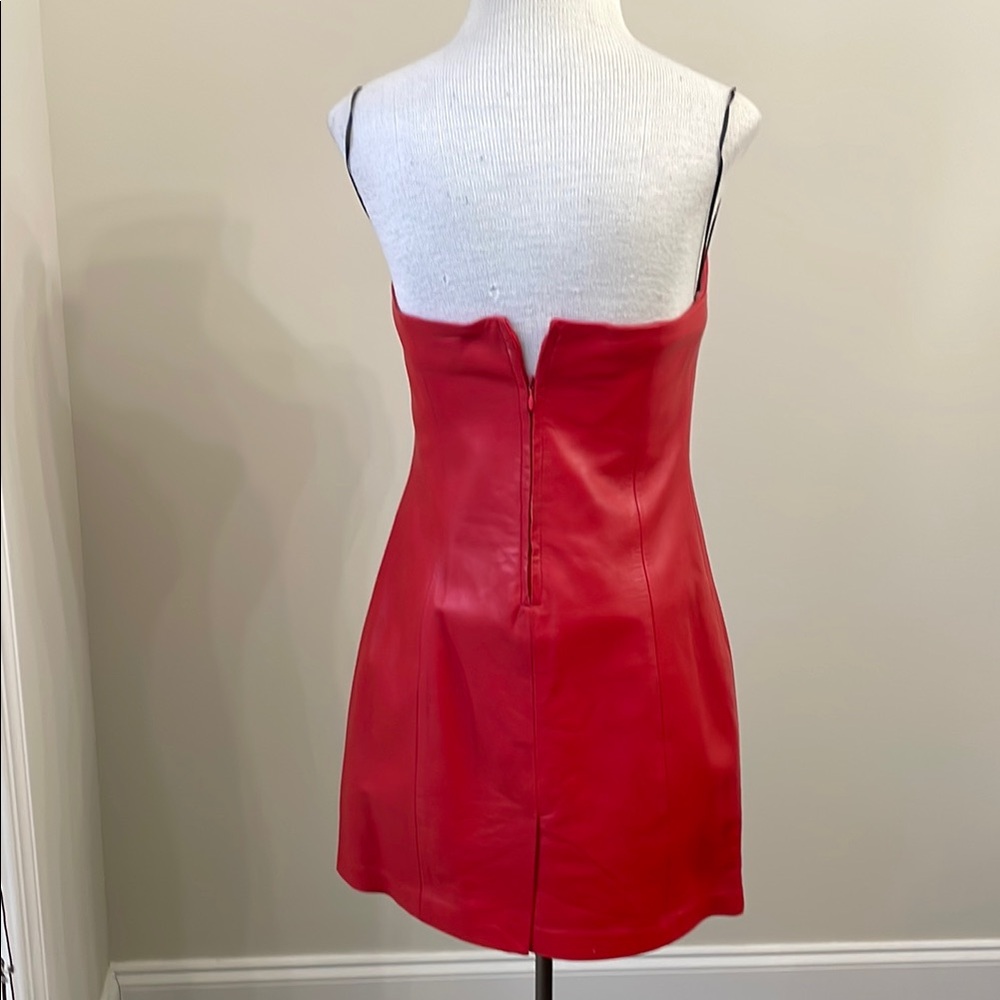 Vibrant Red Mini Dress with Sleek Design - Picture 2 of 4